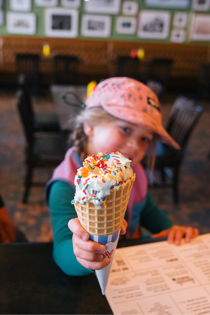 a young kids with Ice Cream on the town Square, Jackson WY