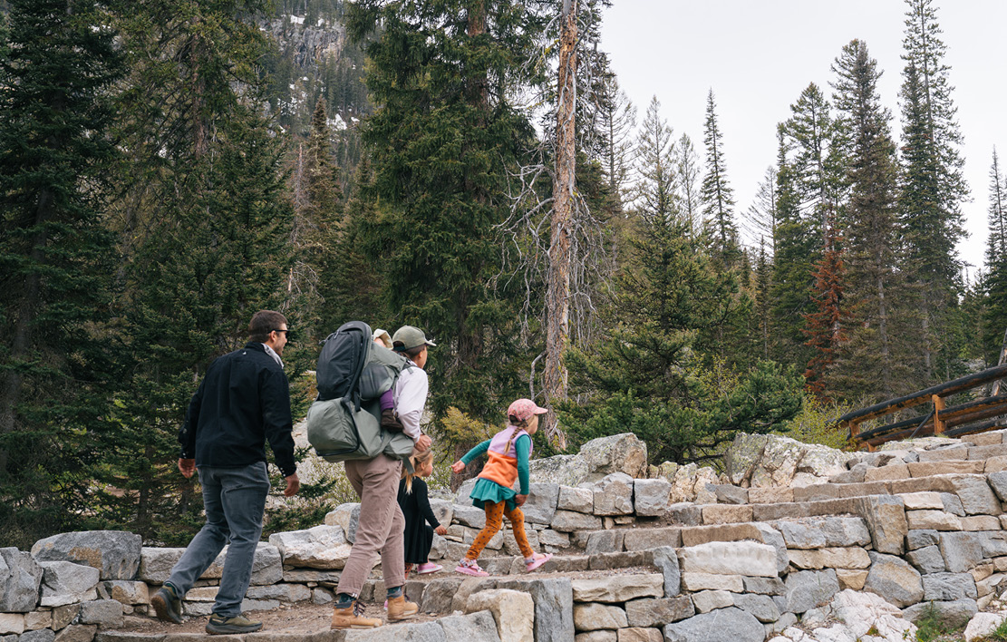 Young family hiking in GTNP